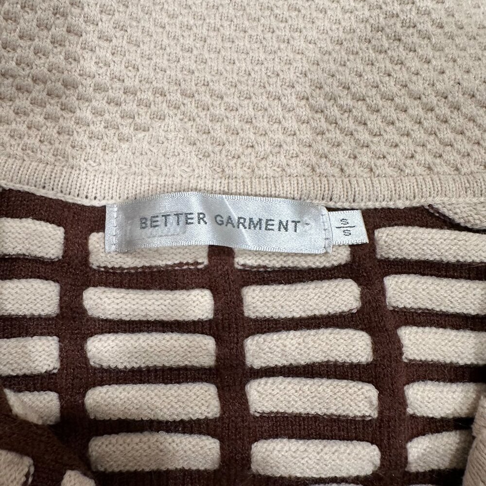 Anthropologie Better Garment Brown Cream Collared Sweater Size Small - Picture 9 of 16